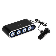 Разветвитель прикуривателя torso, 12-24 в, usb, провод 50 см, подсветка No Brand