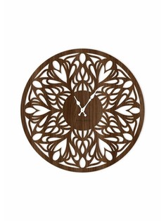 Часы настенные tenero, интерьерные, плавный ход, d=33.5 см, ажурные, коричневые No Brand
