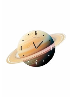 Часы настенные saturn, планета сатурн, интерьерные, плавный ход, d=45 см No Brand