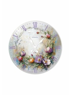 Часы настенные fiori, прованс, интерьерные, плавный ход, d=33.5 см, цветочный дизайн No Brand