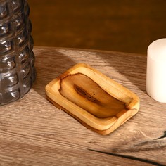 Мыльница, 12×8×2 см, тиковое дерево No Brand