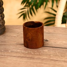 Стакан, 8×8×8 см, тиковое дерево No Brand