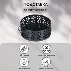 Подставка под спирали от комаров, для благовоний, с крышкой, металл, черная, greengo