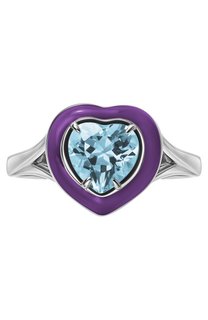 Кольцо с сердцем из голубого топаза Moonka
