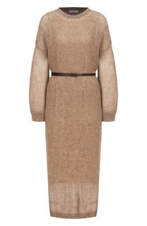 Платье из шерсти и хлопка Brunello Cucinelli