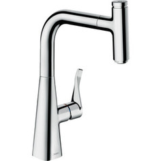 Смеситель для кухни Hansgrohe Metris Select sBox с выдвижным изливом, хром глянцевый (73802000)