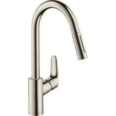 Смеситель для кухни Hansgrohe Focus с выдвижной лейкой, нержавеющая сталь (31815800)