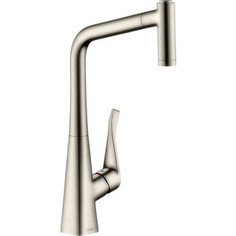 Смеситель для кухни Hansgrohe Metris выдвижной излив, нержавеющая сталь (14820800)