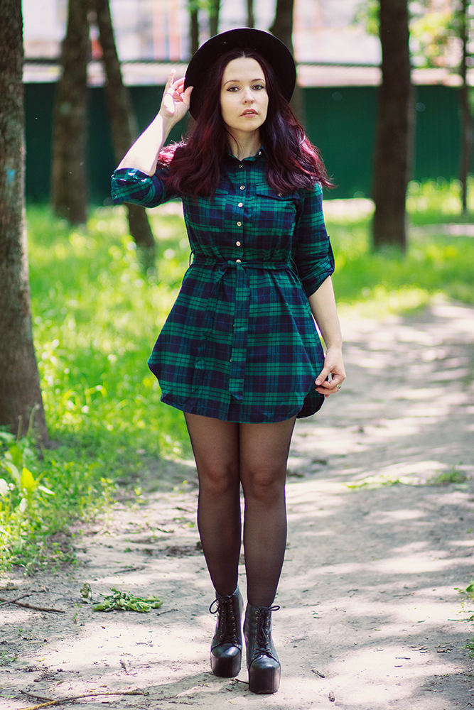 tartan and hat